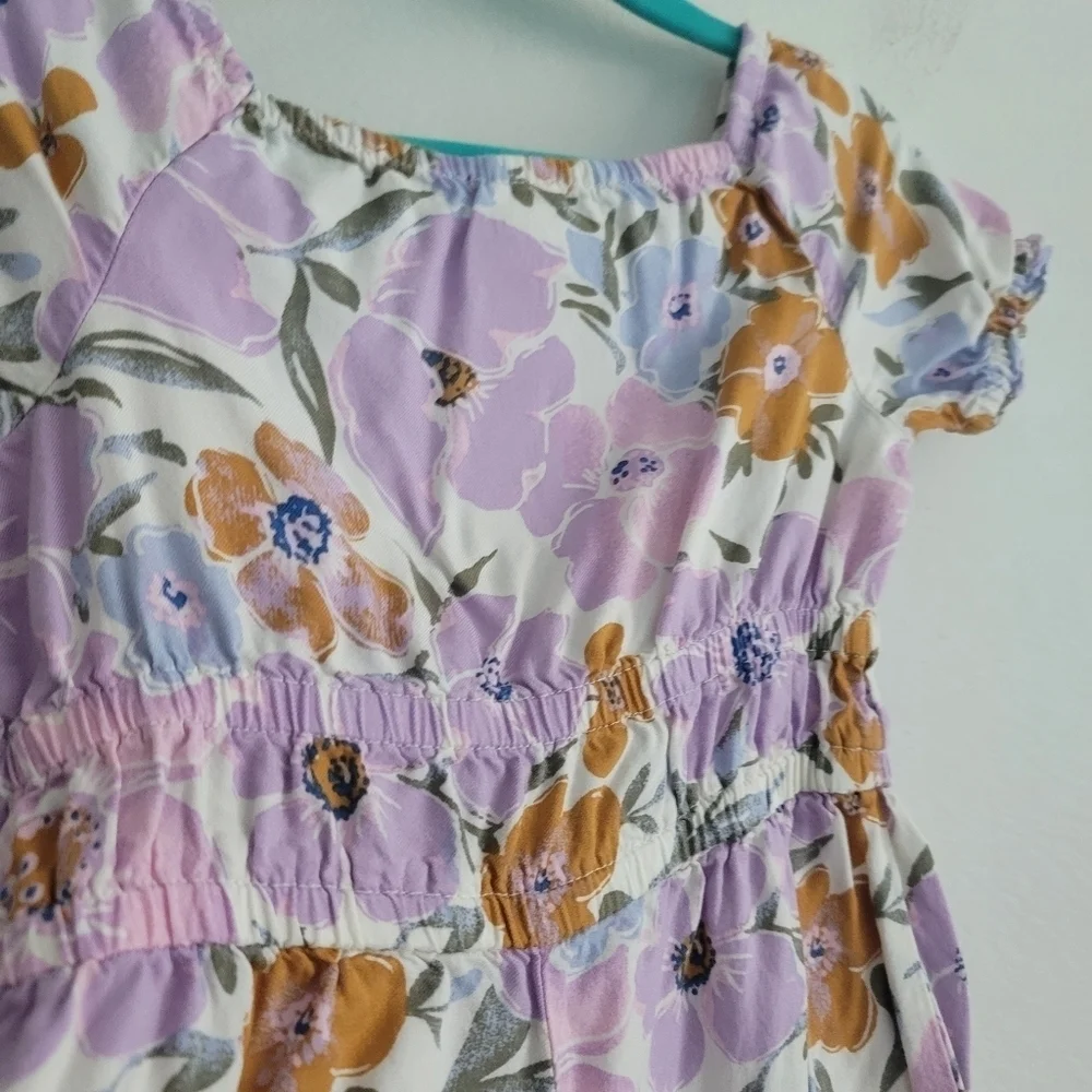 OshKosh 4T Purple Floral Short Sleeve Romper‎